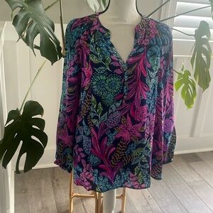 Lilly Pulitzer Elsa Top NWT Aegean Navy Calypso Coast Size M